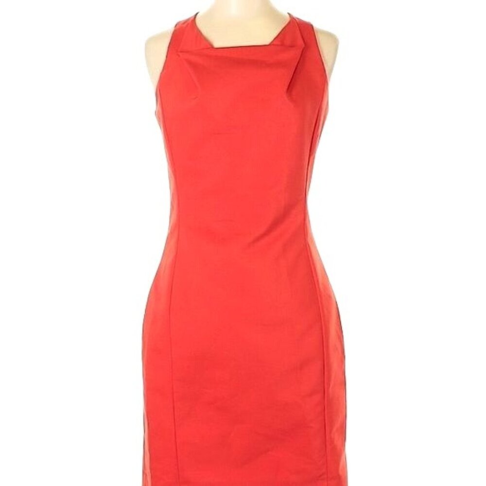 Belle Badgley Mischka NWT Red Sleeveless Sheath Dress Size 10 open cross back